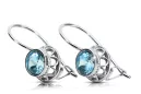Vintage craft Earrings Aquamarine Sterling silver 925 vec117s